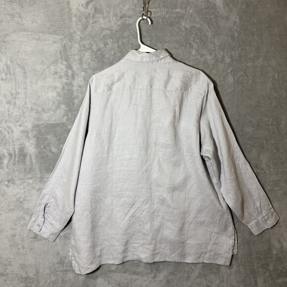 NWT J Jill Love 100% Linen Top Plus 2X Gray Lagenlook Essentials Zinc Sleeves - Picture 4 of 8